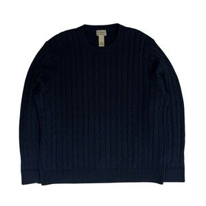Vintage LL Bean Cable Knit Sweater Mens XL Blue Fisherman Chunky Cabin Heritage